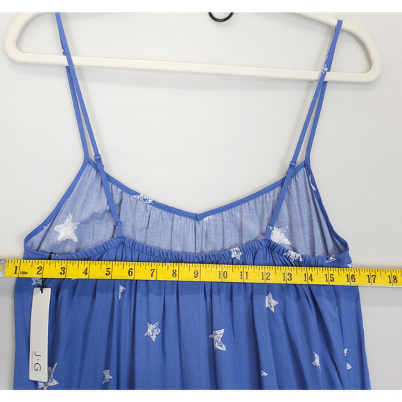 Jasmine & Ginger Maxi Adjustable Strap Dress Star Print Women S Blue Long Slit - Picture 5 of 10